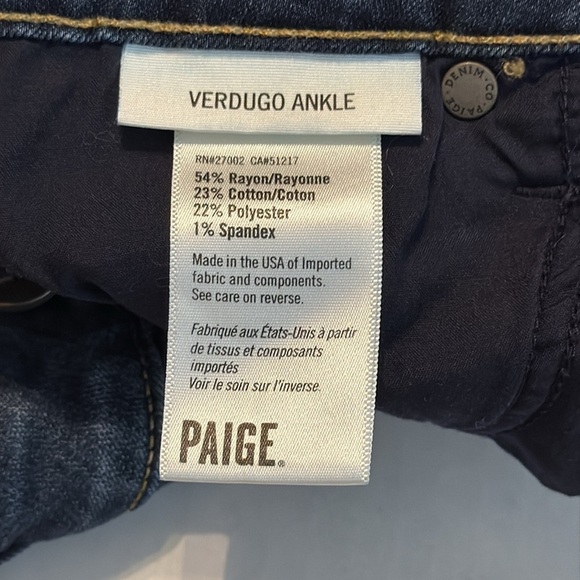 Paige Verdugo Skinny Ankle Blue Jean in Nottingham Size 27 - Picture 11 of 13